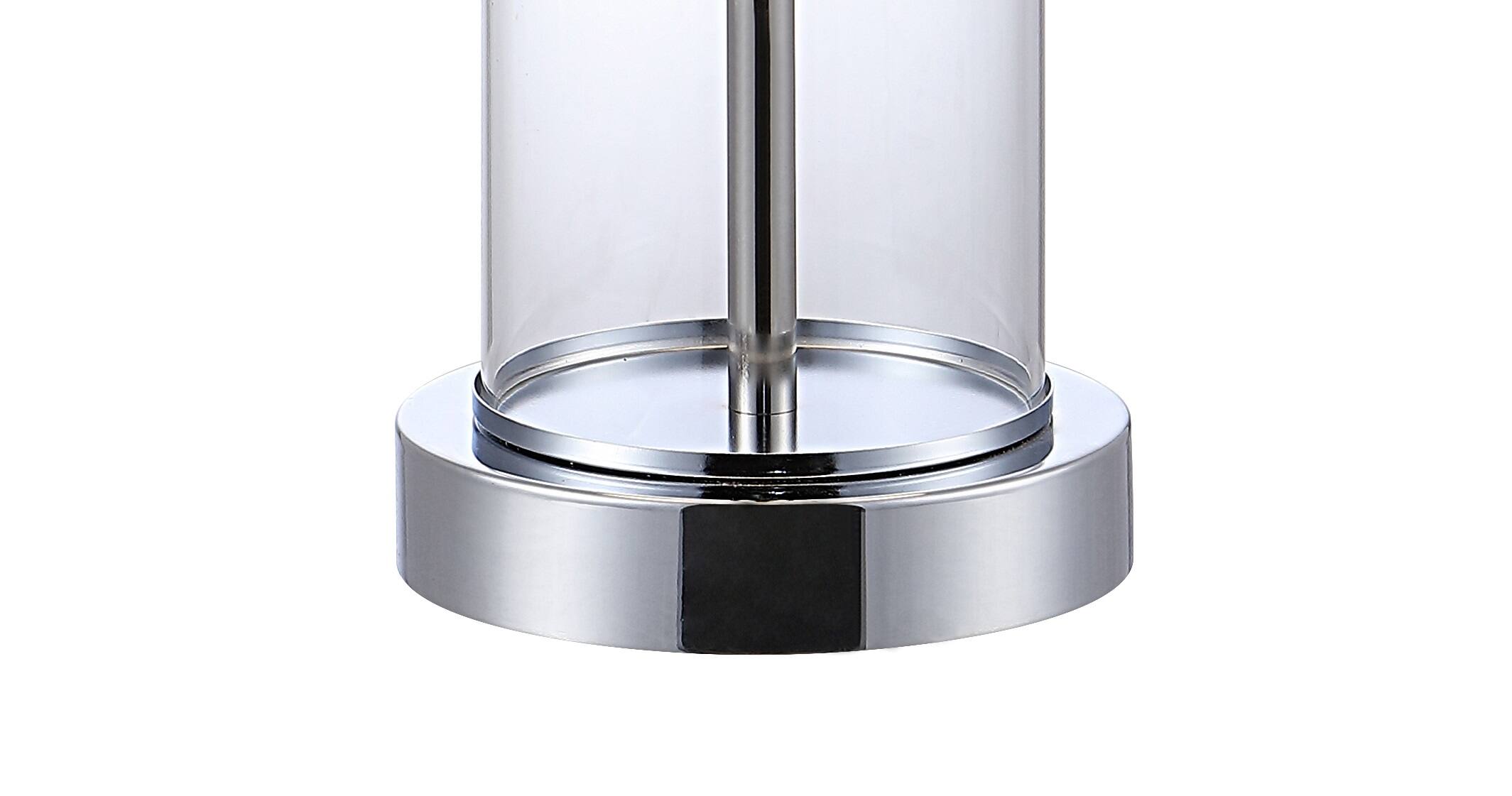 Alt View 4. Jonathan Y - Abner 21" Glass Modern Contemporary USB Charging LED Table Lamp, Chrome (Set of 2) - Chrome/Clear.