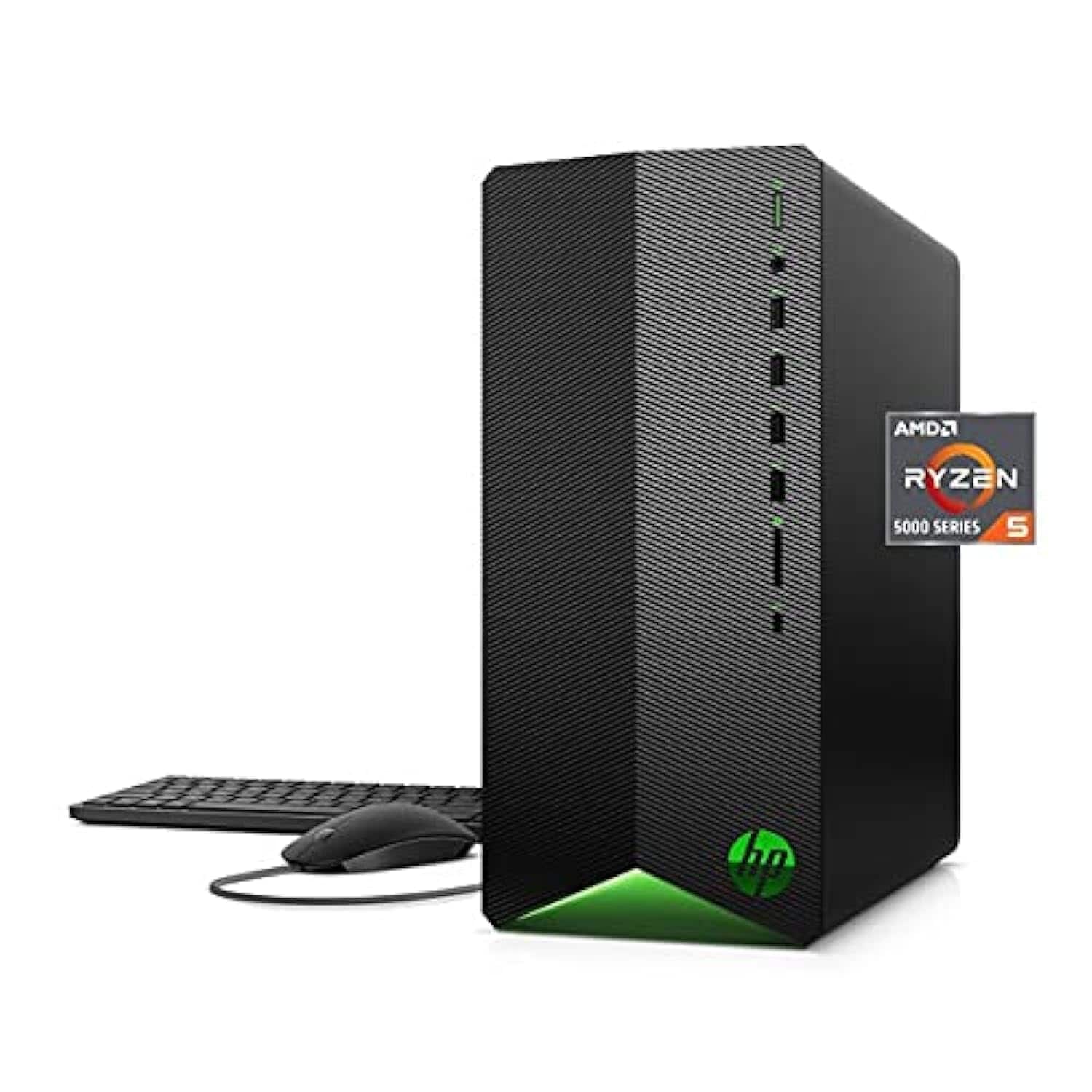 HP - "Pavilion Gaming Desktop Computer, AMD 6-Core Ryzen 5 5600G, Radeon RX5500 4GB, 8GB RAM, 256GB SSD, Mouse and Keyboard" - Black