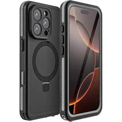 Front. SaharaCase - Oasis Series Water-Resistant Case with MagSafe for Apple iPhone 16 Pro Max - Black.