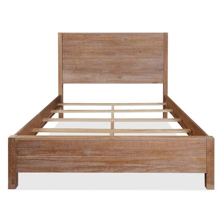 Angle. Hivvago - Hivvago FarmHome Solid Pine Platform Bed in Queen Size - Brown.