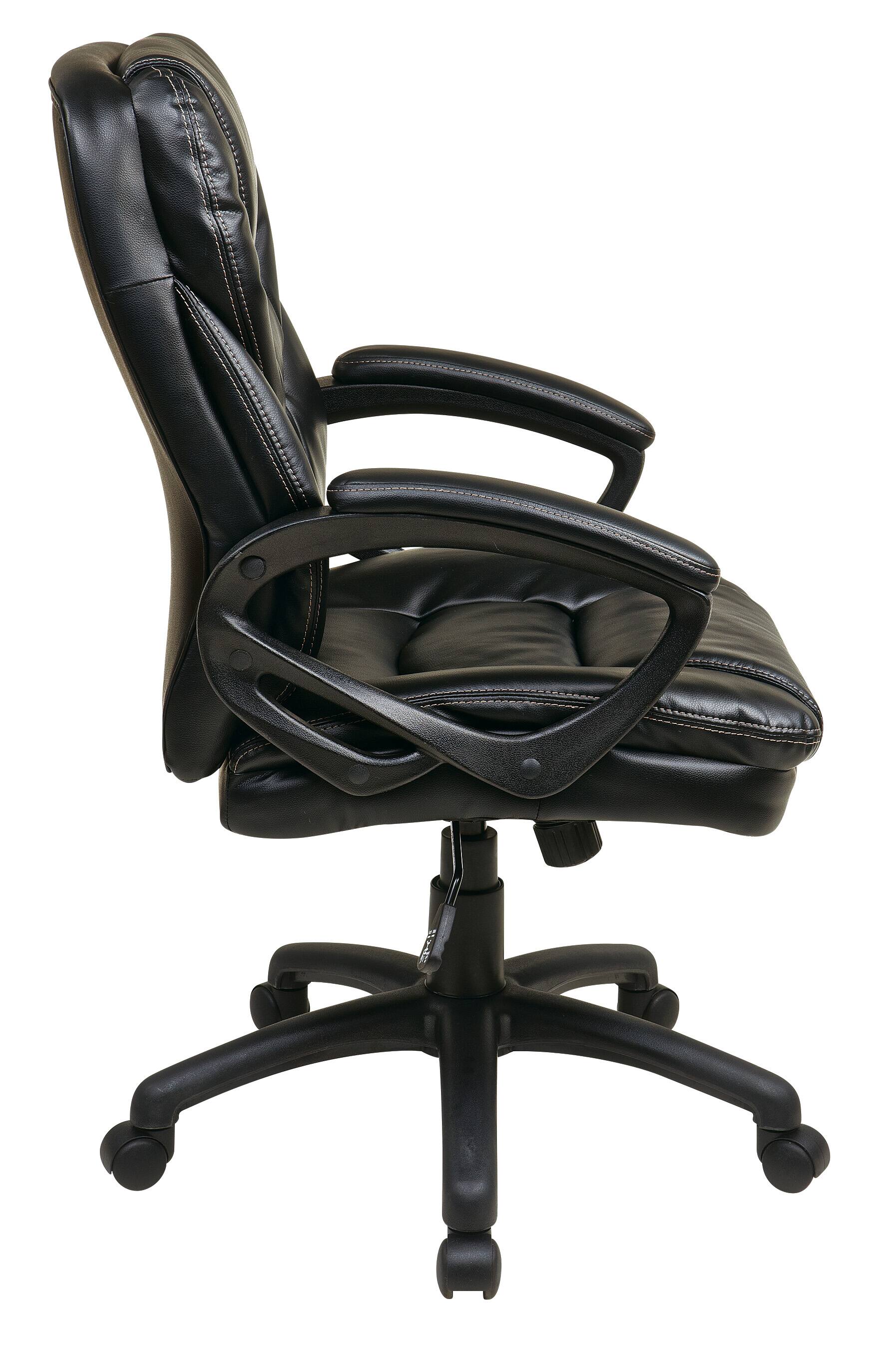Left. Office Star Products - Faux Leather Manager's Chair - Black.