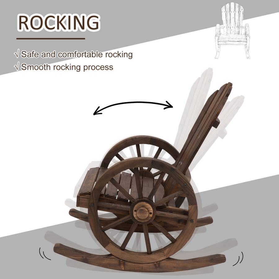 Outsunny Wooden Rocking Chair, Adirondack Rocker Chair w/Slatted Design ...