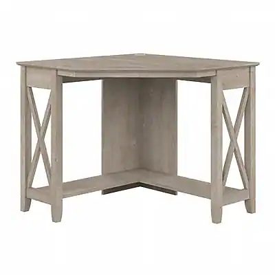 Front. Bush Furniture - 34"W Small Corner Desk(KWD134WG-03) - Washed Gray.