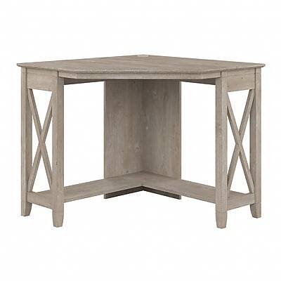Front. Bush Furniture - 34"W Small Corner Desk(KWD134WG-03) - Washed Gray.