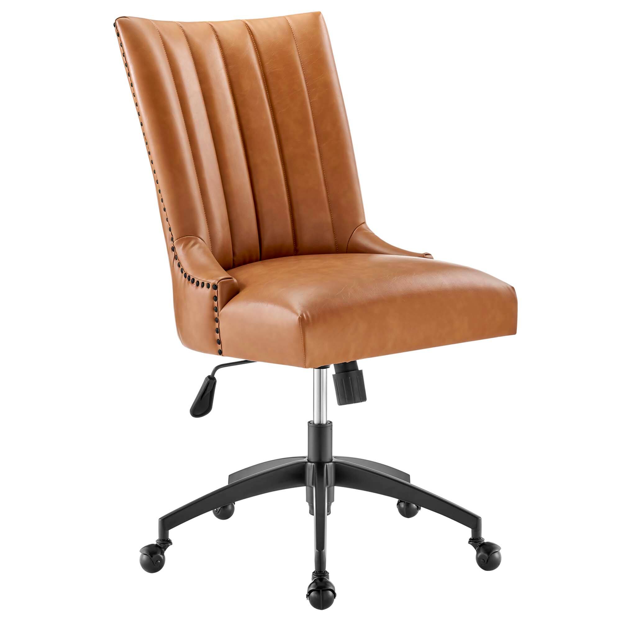 Angle. Modway - Empower Channel Tufted Vegan Leather Office Chair by Modway - Black Tan.