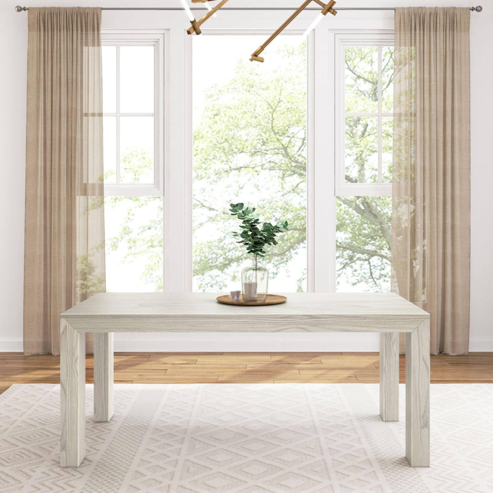 Alt View 1. Plank+Beam - Modern Rectangular Dining Table (72in / 1830mm), White Sand Wirebrush - White Sand Wirebrush.