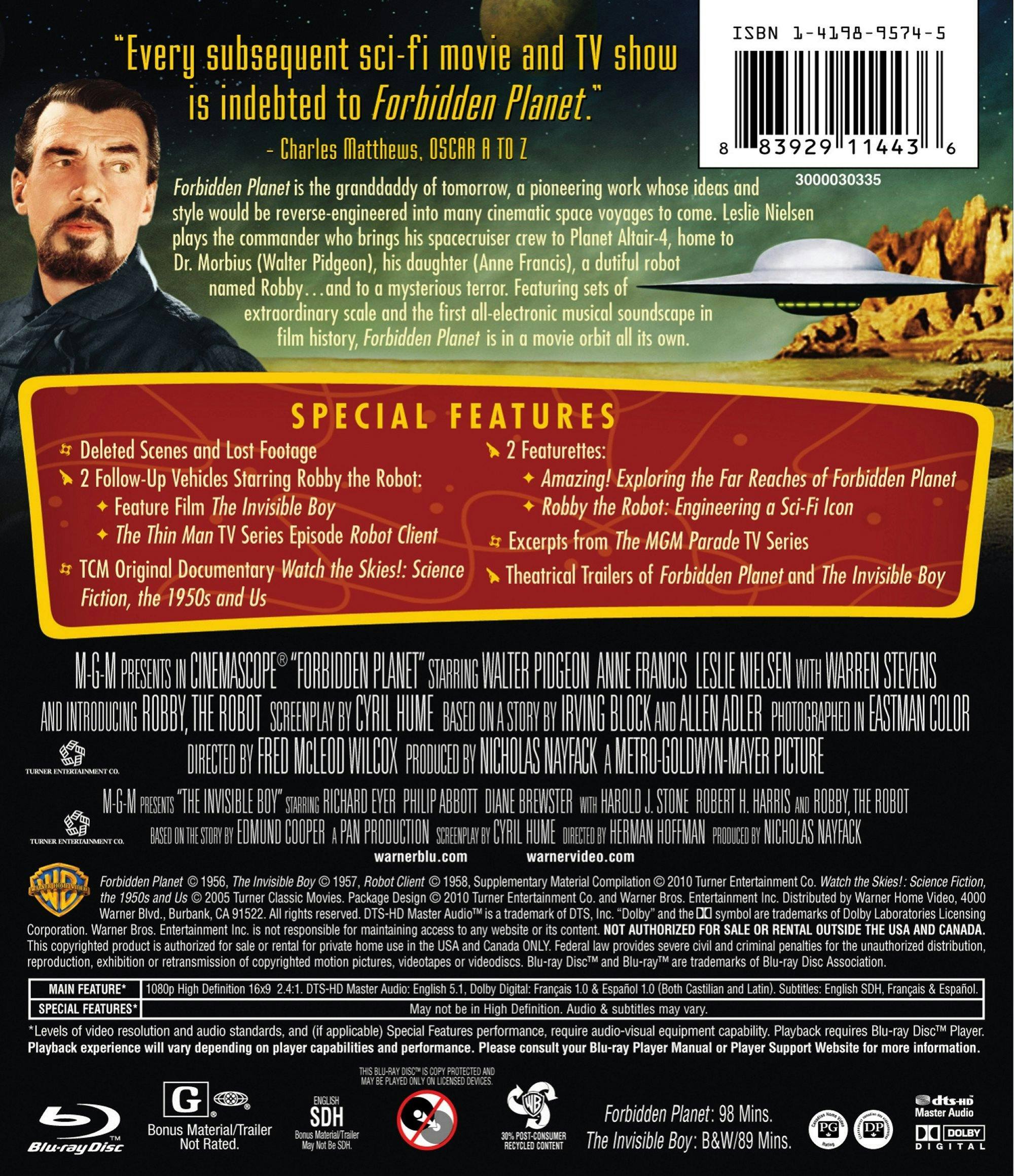 Back. Forbidden Planet [Blu-ray].