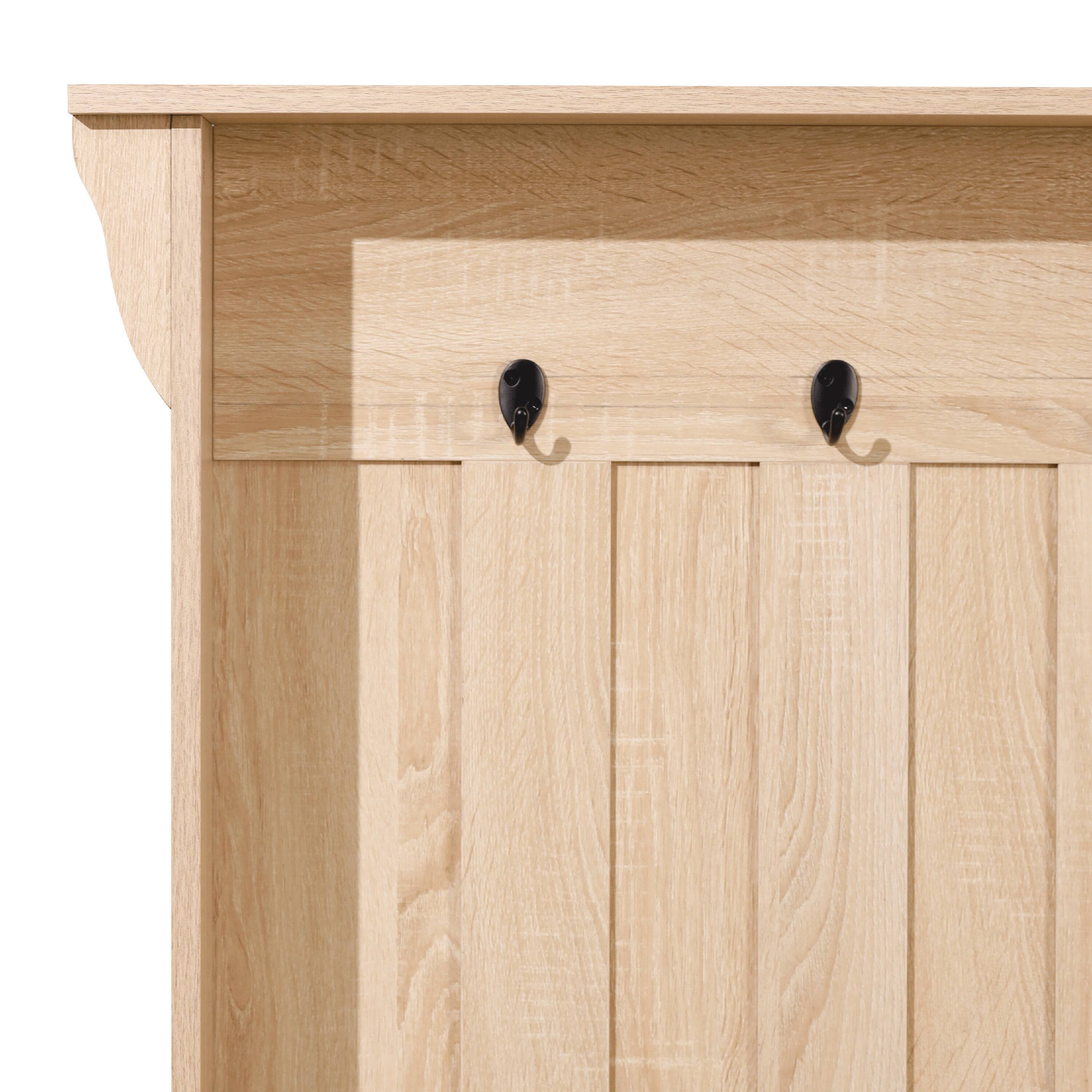 Alt View 9. Emma + Oliver - Paula Hallway Tree with Bench, Coat Hooks, and Lower Storage Compartments with Adjustable Shelves - Weathered Natural.