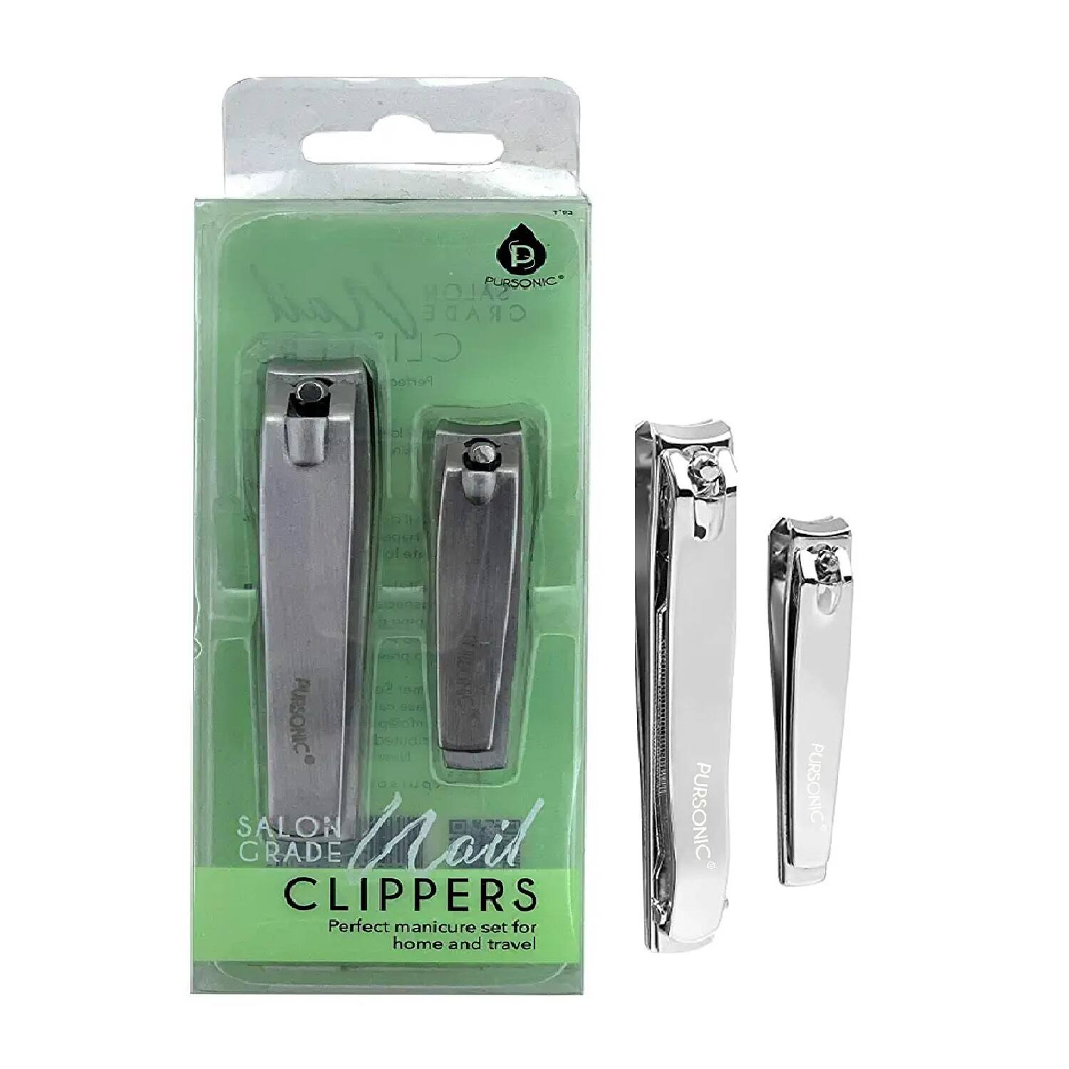 Pursonic - Salon Grade Premium 2 Pack Nail Clipper - Silver