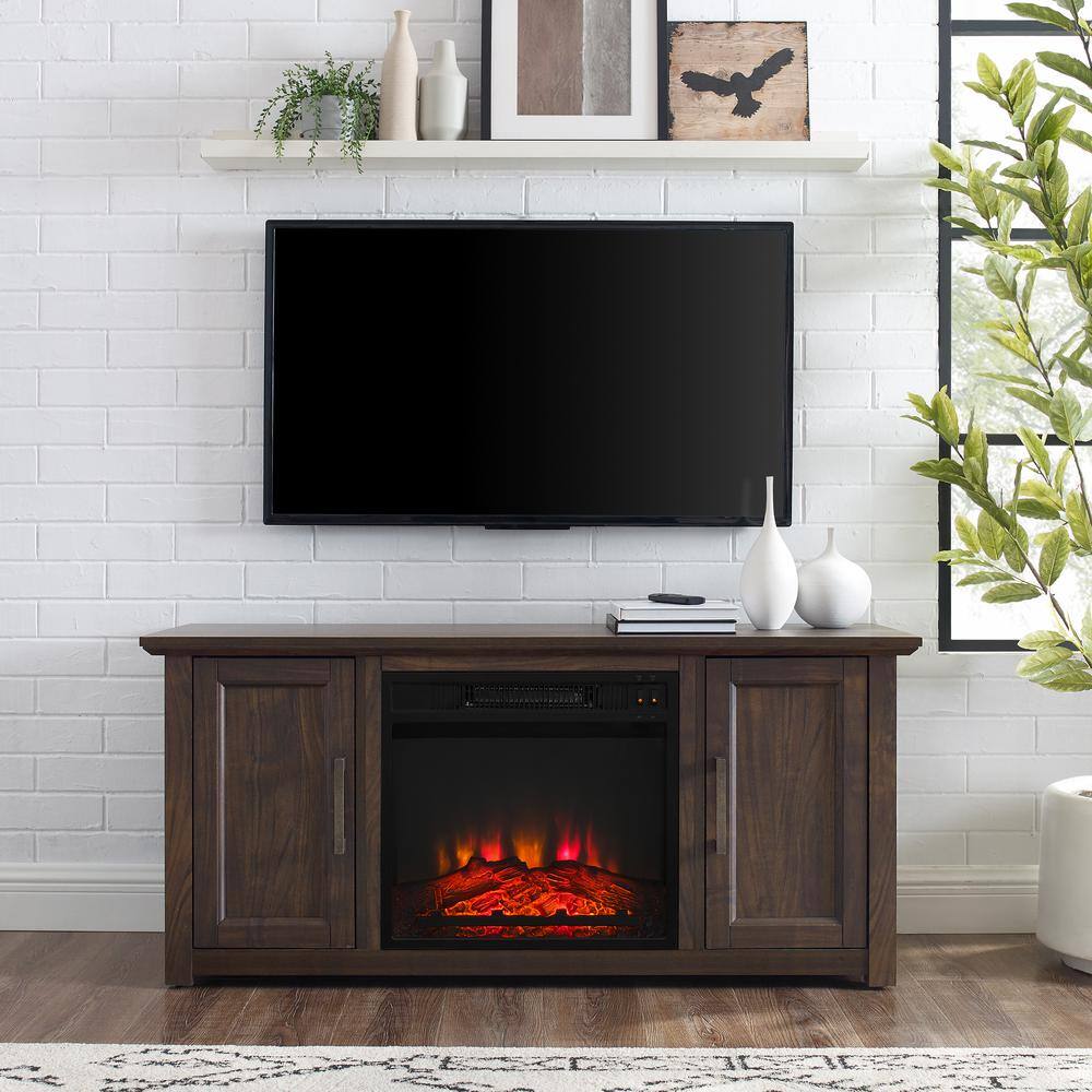 Alt View 2. Crosley Furniture - Camden Low Profile Fireplace Tv Stand For 50+ Inch Tv - Brown.