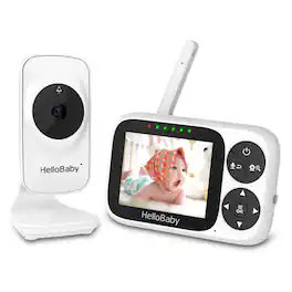HelloBaby - HB2033 Video Baby Monitor with Camera and Audio, 1000ft Range, VOX, Night Vision, 3.2" LCD - White