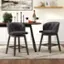 Alt View 3. Costway - 4 PCS Counter Height Bar Stools Fabric Upholstered Island Stools with 360° Swivel Seat - Gray+Brown.