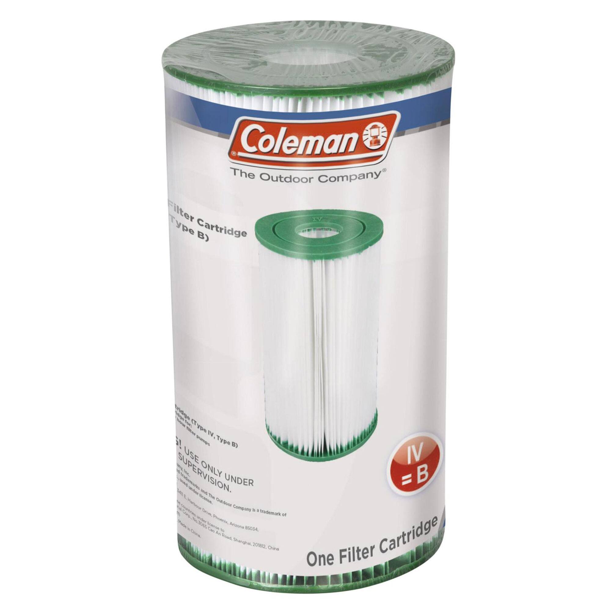 Coleman  
The Outdoor Company  

Filter Cartridge  
Type B  

IV = B  

USE ONLY UNDER SUPERVISION.  

One Filter Cartridge  

Coleman Company is a trademark of  
Phoerion Anonoma RIGMA  
Shanghai 209020, China