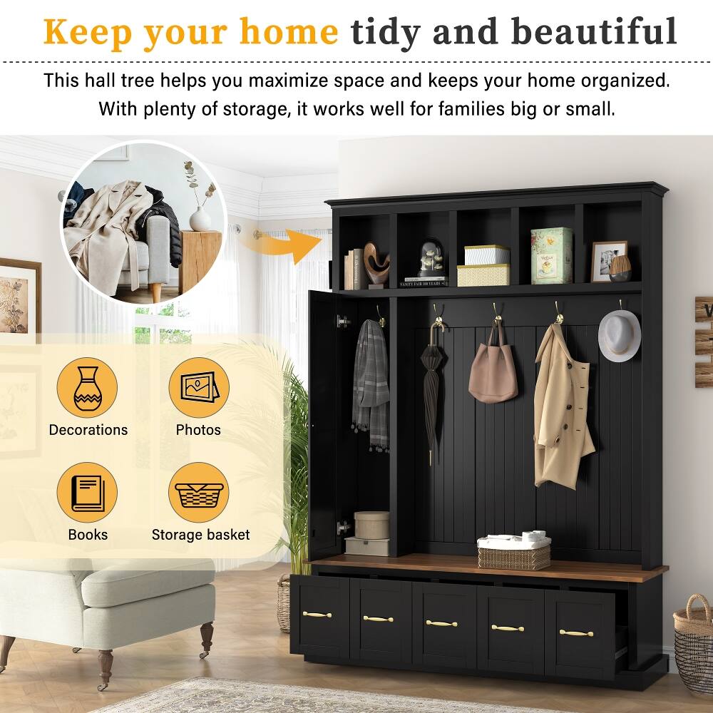 Keep your home tidy and beautiful

This hall tree helps you maximize space and keeps your home organized. With plenty of storage, it works well for families big or small.

- Decorations
- Photos
- Books
- Storage basket