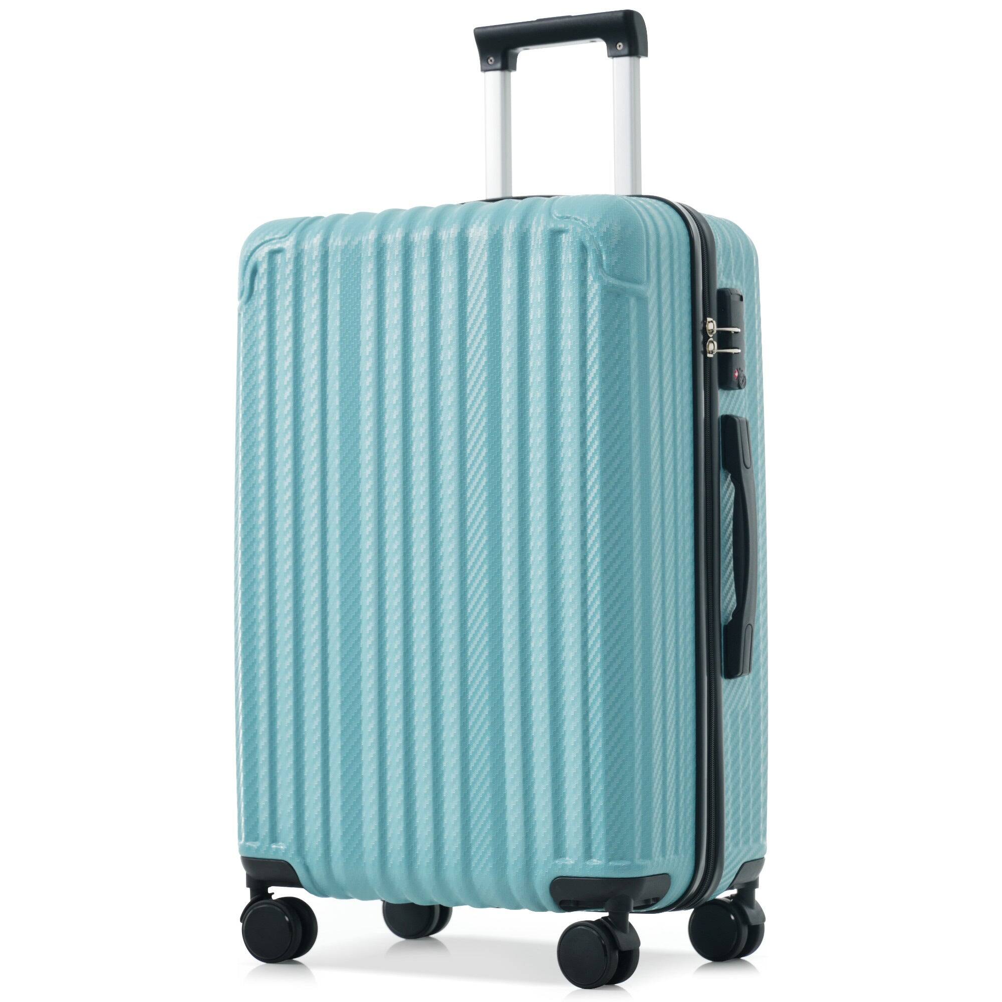 Alt View 4. BreeBe - 3-Pcs Luggage Set Durable ABS Hardshell Suitcases with Spinner Wheel, TSA Lock, Side Hooks, Lightweight Carry-On - Ice Blue.