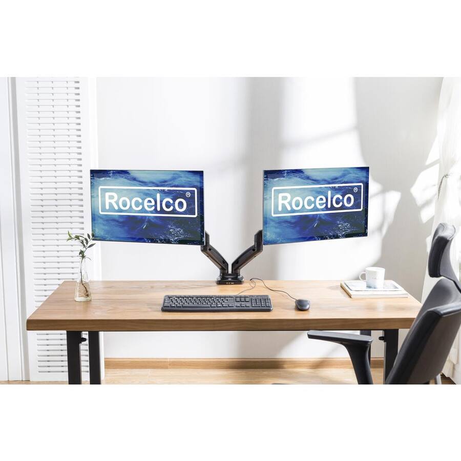 Rocelco Rdm2 Rocelco Double Monitor Desk Mount with USB 2.0 And Audio Port ...
