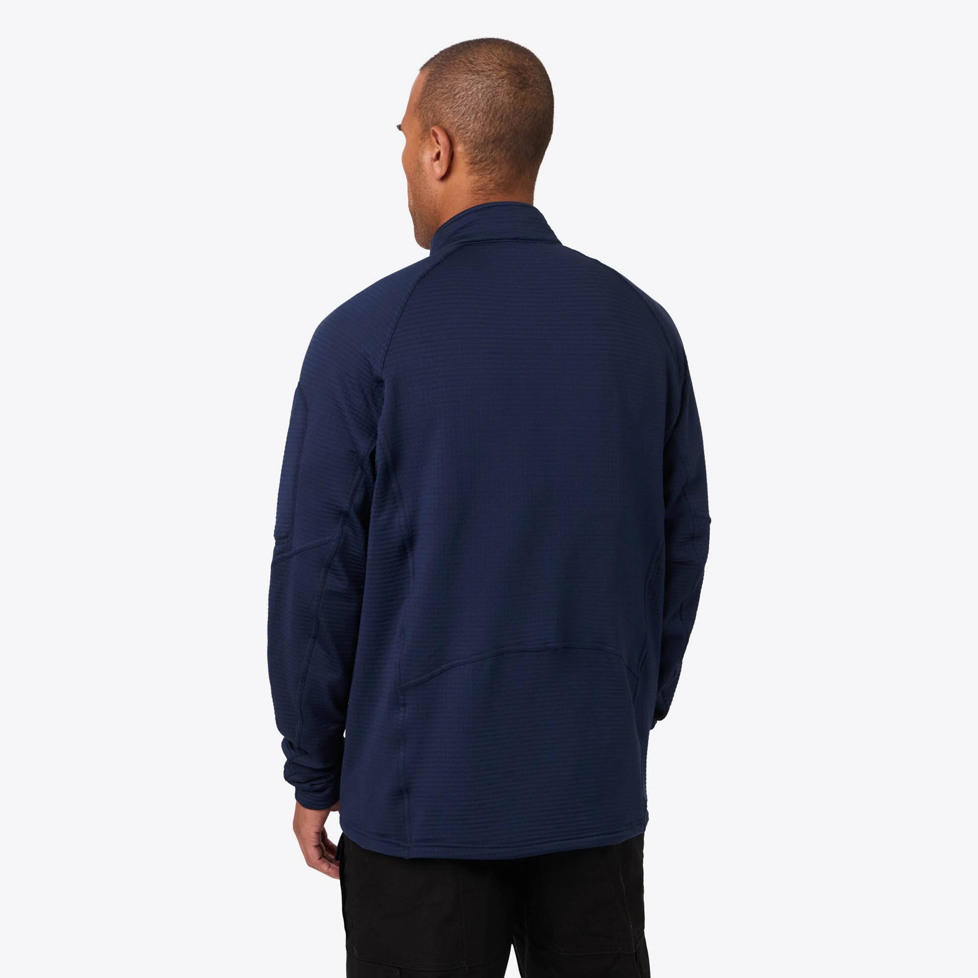 Back. Mobile Warming - Men's Element Mid-Layer Heated 1/4 Zip LS Shirt - Blue.