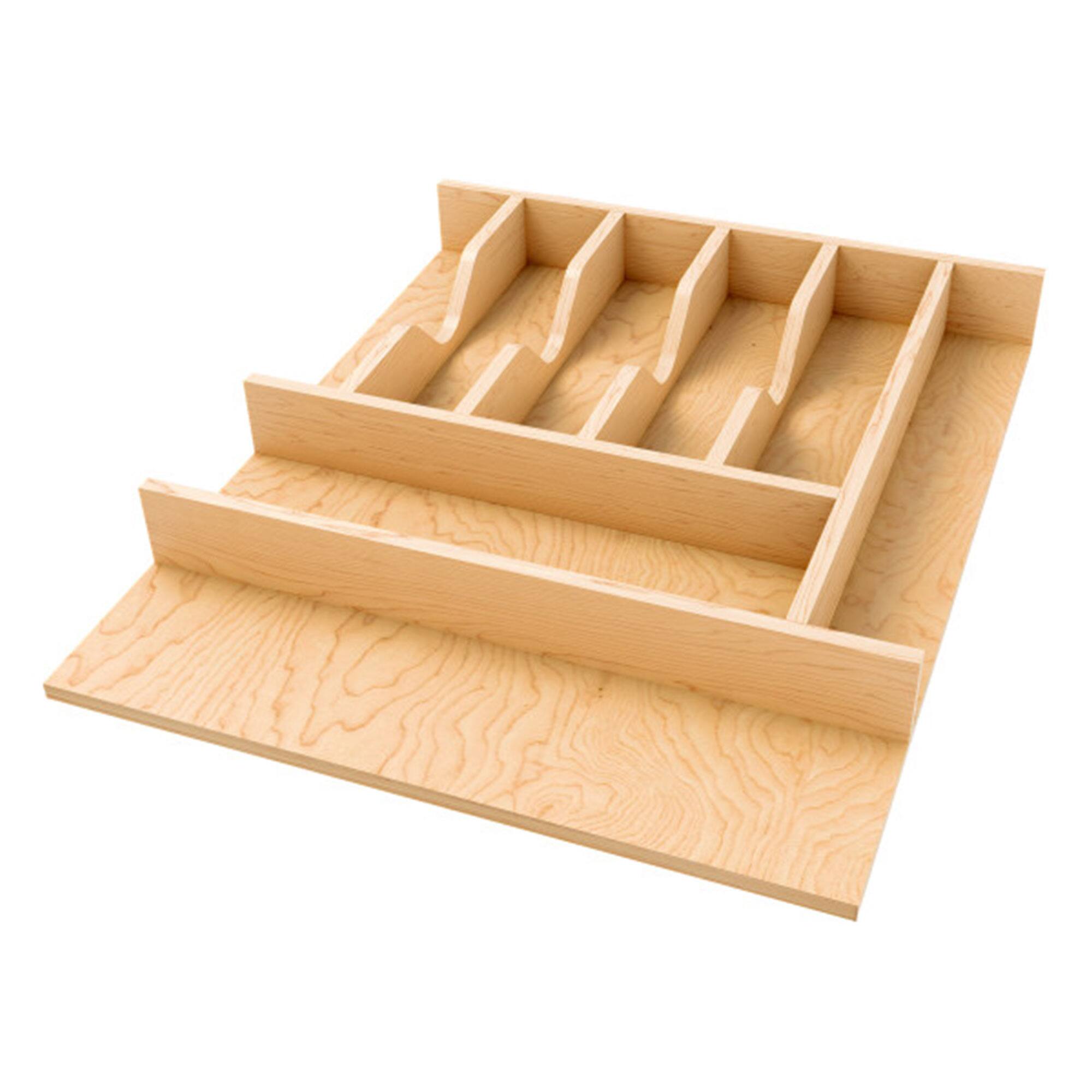 Front. Rev-A-Shelf - Rev-A-Shelf Natural Maple Right Size Utensil Drawer Insert, 16-1/4" x 19-1/2" - Light Brown.