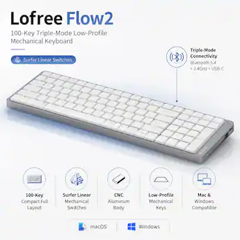 Lofree Flow2 100 Key Low Profile Triple Mode Wireless Mechanical Lofree Flow2 100 Key Low Profile Triple Mode Wireless Mechanical