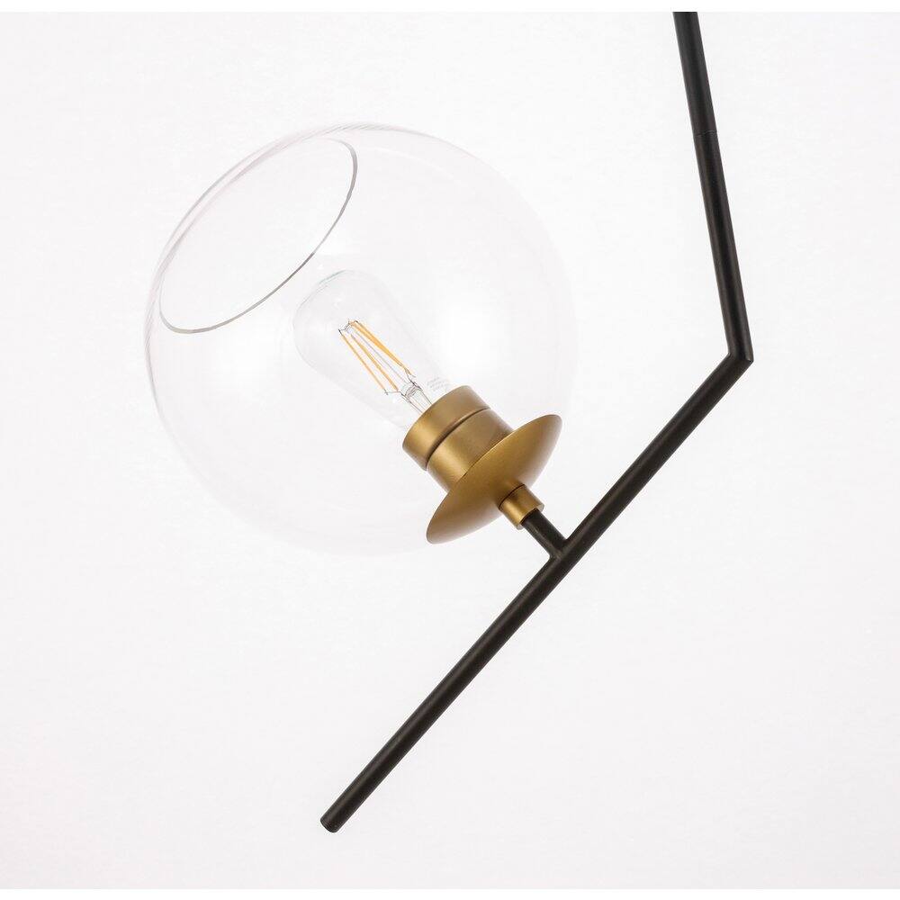 Back. Living District - Ryland 1 Light Black And Brass And Clear Glass Pendant - Black And Brass And Clear Glass.