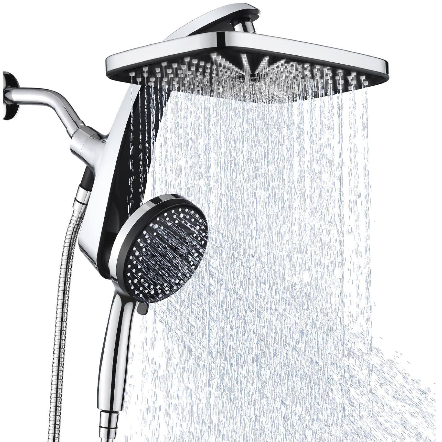 Paradigms Interiors - High Rain Shower Head Upgrade Heads With Handheld Spray Combo Fixed Showerhead And 10 Sprays Head Detachabl - Chrome-2.5GPM