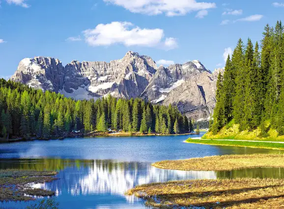 Front. Castorland - CASTORLAND 3000 Piece Jigsaw Puzzles, Misurina Lake, Italy, Mountain landscape, Alps, C-300198-2 - Red.