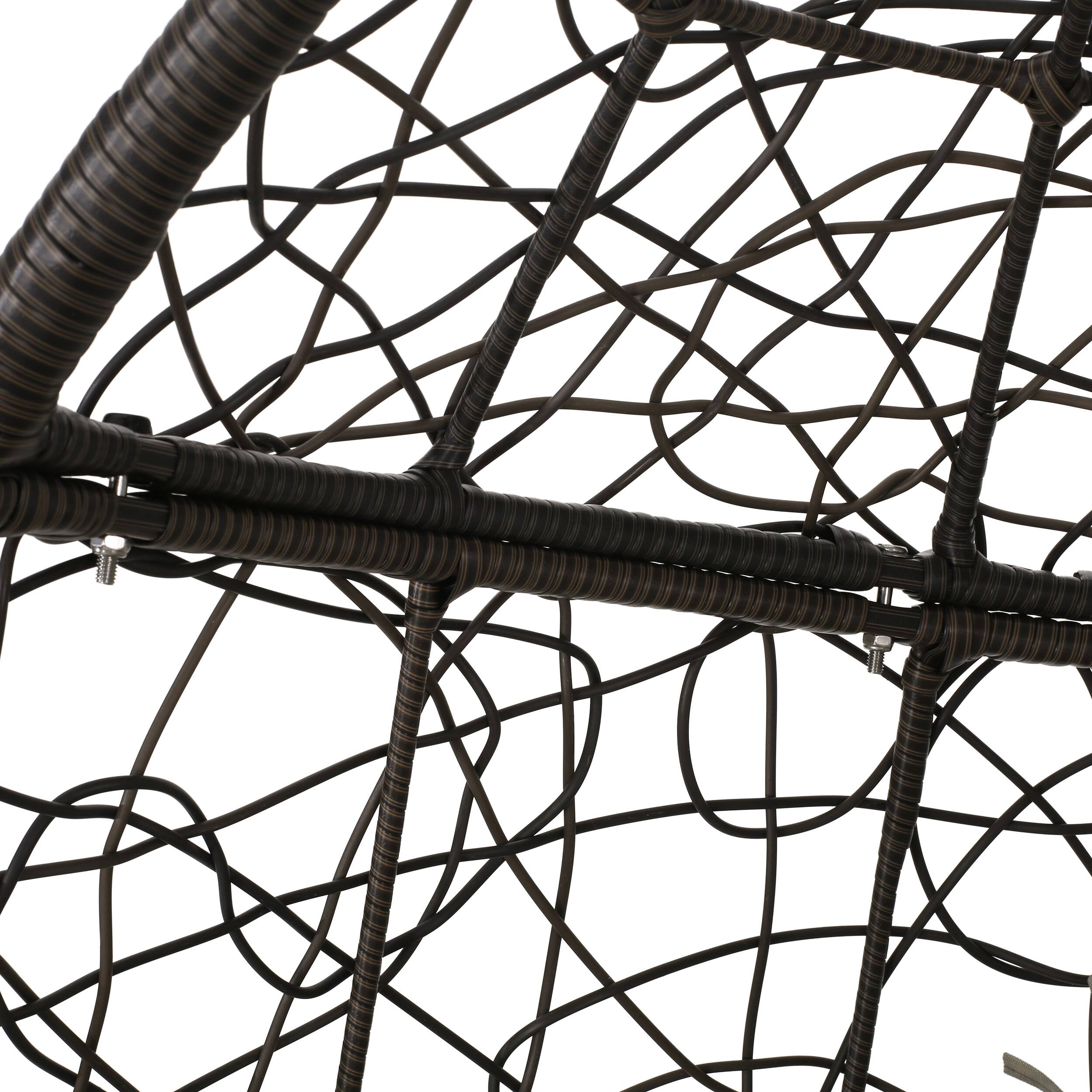 Alt View 2. Mondawe - Swing Chair with Water-Resistant Cushions and 8FT Chain - Khaki+Brown.