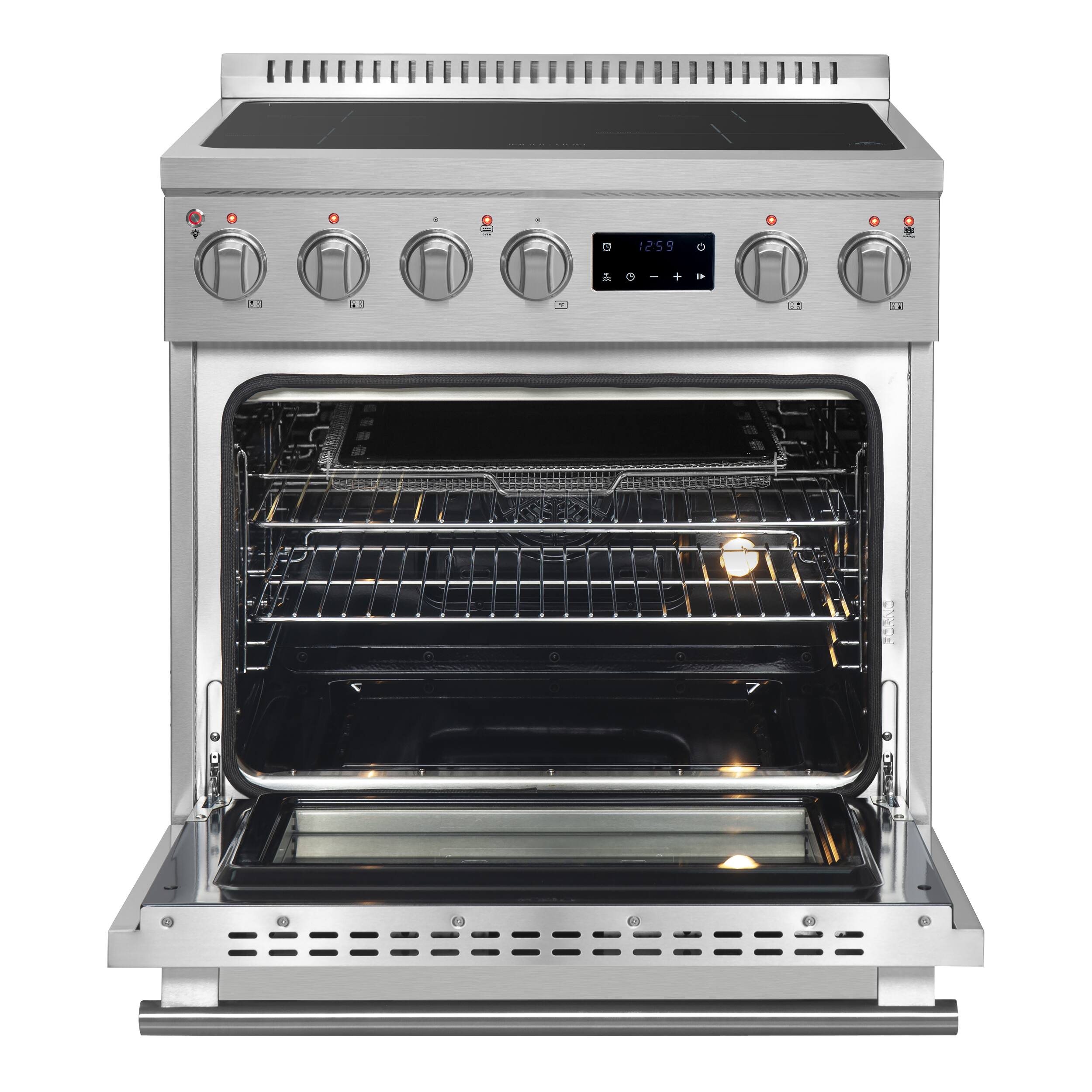Alt View 1. Forno Appliances - Torino 4.32 Cu. Ft. Freestanding Induction True Convection Range - Silver.