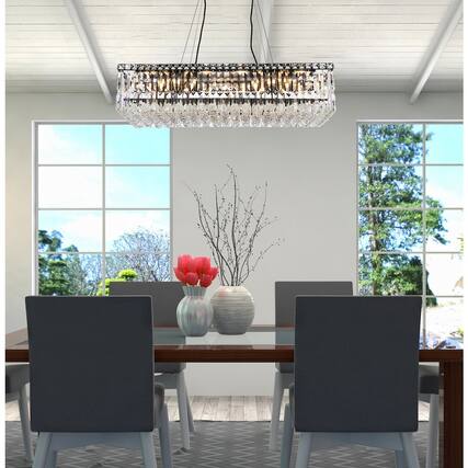 Front. Elegant Lighting - Maxime 32 Inch Black Chandelier - Black And Clear.