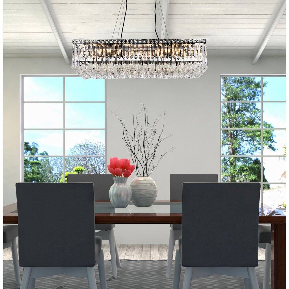 Front. Elegant Lighting - Maxime 32 Inch Black Chandelier - Black And Clear.