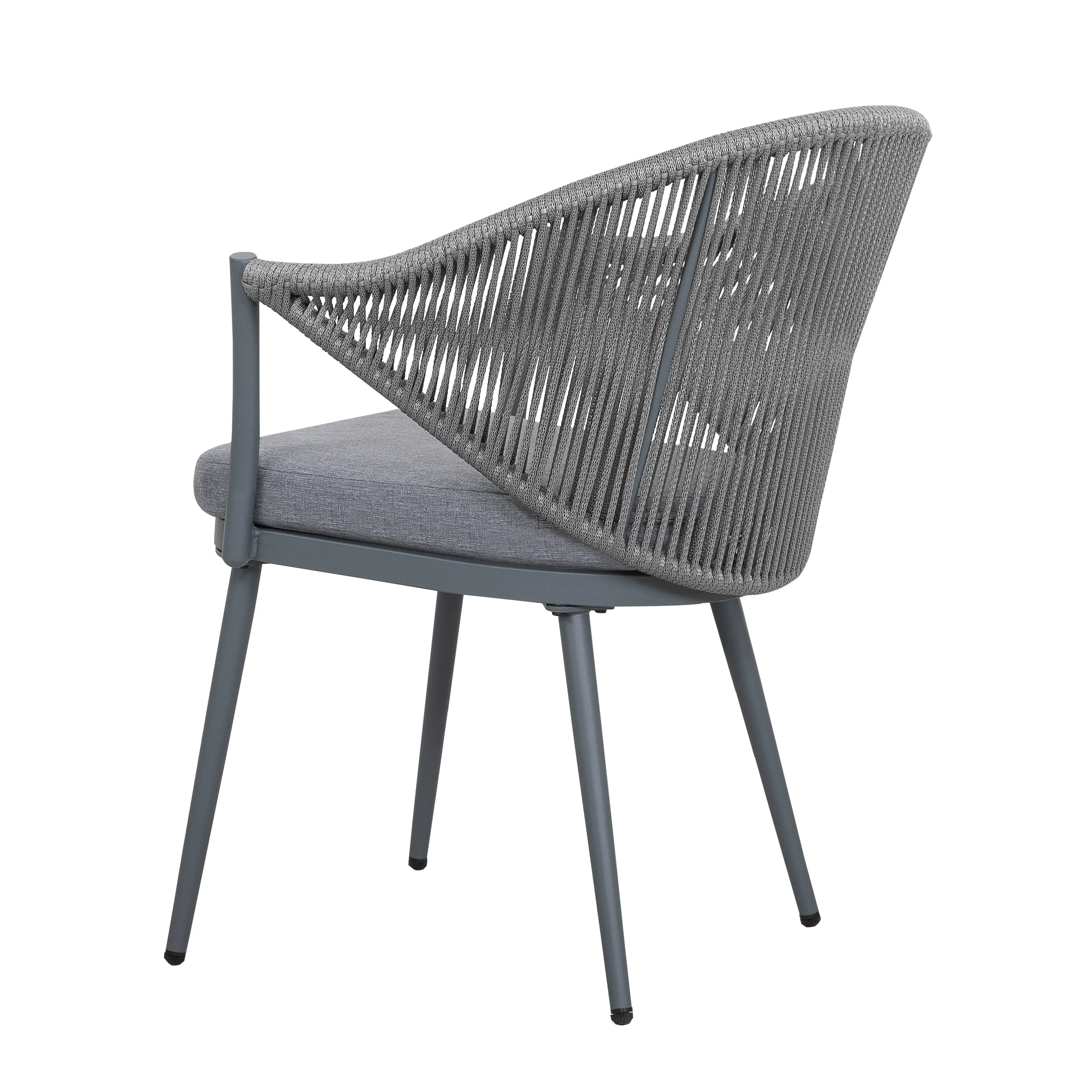 Alt View 9. Nuu Garden - Outdoor Aluminum Chair Set of 4 Woven Rope Conversation Chairs with Seat Cushions - dark gray.