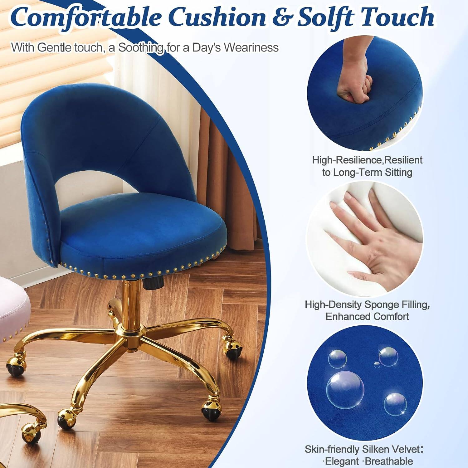 Comfortable Cushion & Soft Touch  
With Gentle touch, a Soothing for a Day's Weariness  

High-Resilience, Resilient to Long-Term Sitting  

High-Density Sponge Filling, Enhanced Comfort  

Skin-friendly Silken Velvet: Elegant & Breathable