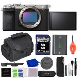 Sony - Alpha a7CR Mirrorless Camera Body (Silver) Bundle with 64GB SD Card, Gadget Bag & More