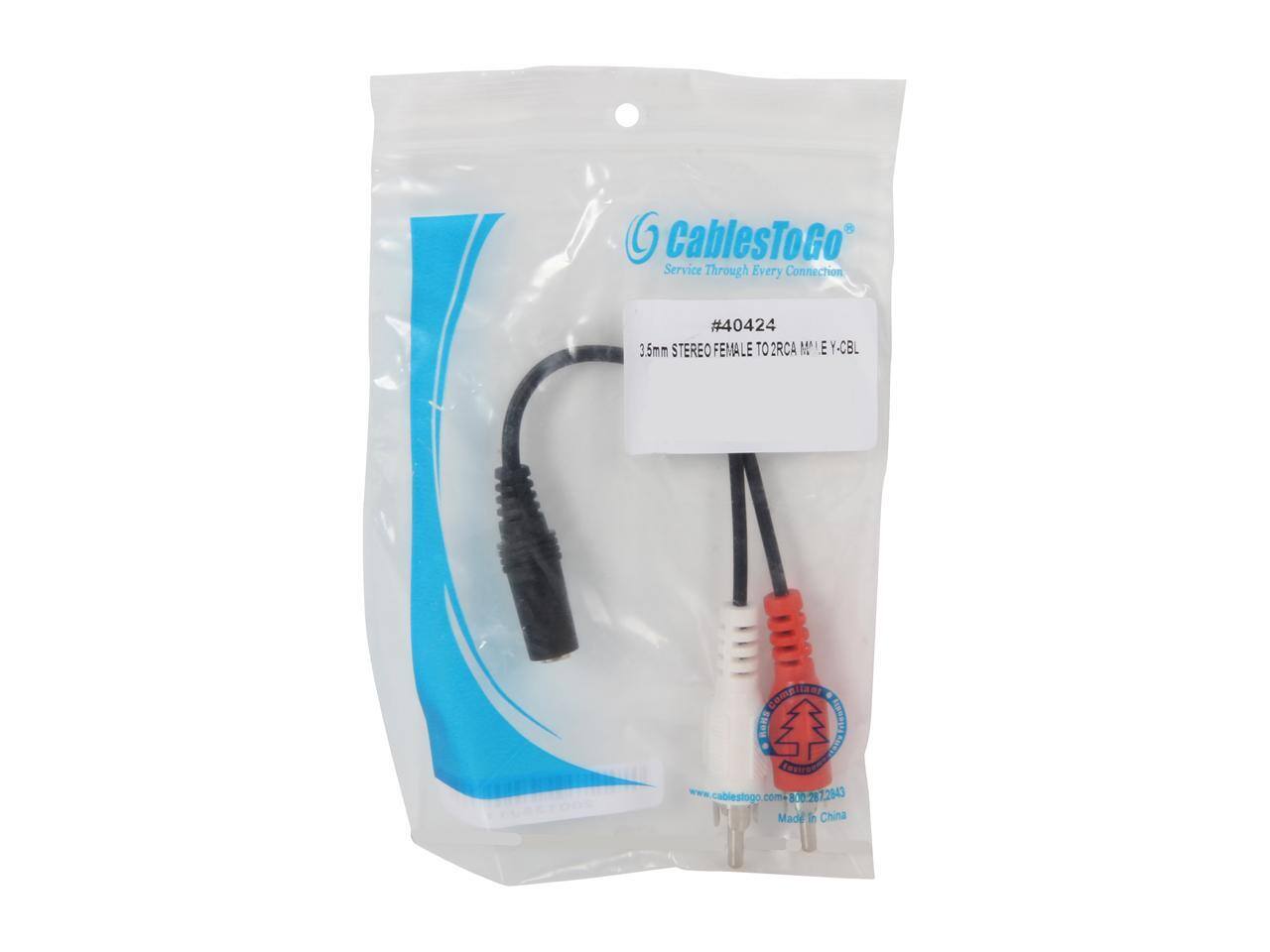 CablesToGo Service Through Every Connection  
#40424  
3.5mm STEREO FEMALE TO 2RCA M/LE-Y-CBL  
www.cablestogo.com  
800-287-2943  
Made in China