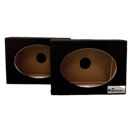 Front. King Boxes - A69 6" x 9" Wedge Single-Speaker Carpeted Enclosure for Car, Truck, SUV, Pair - Black.
