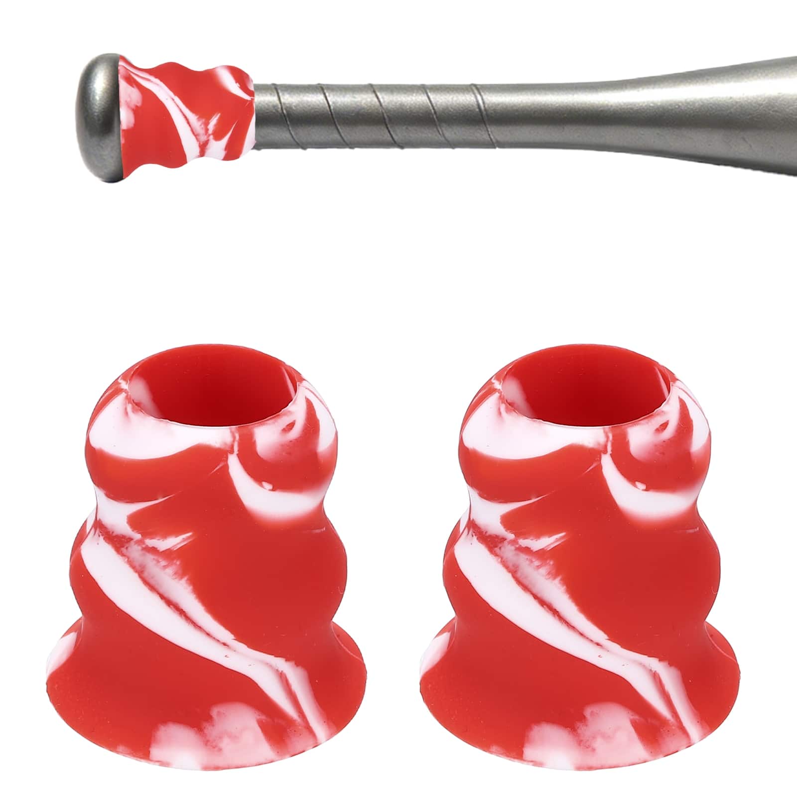 Unique Bargains - Bat Taper, Knob Taper Silicone Non-slip Ergonomic Grip, Easy Installation 2pcs - Fits Most Softball/Baseball Bats - Red-White price history on PriceWatchPro