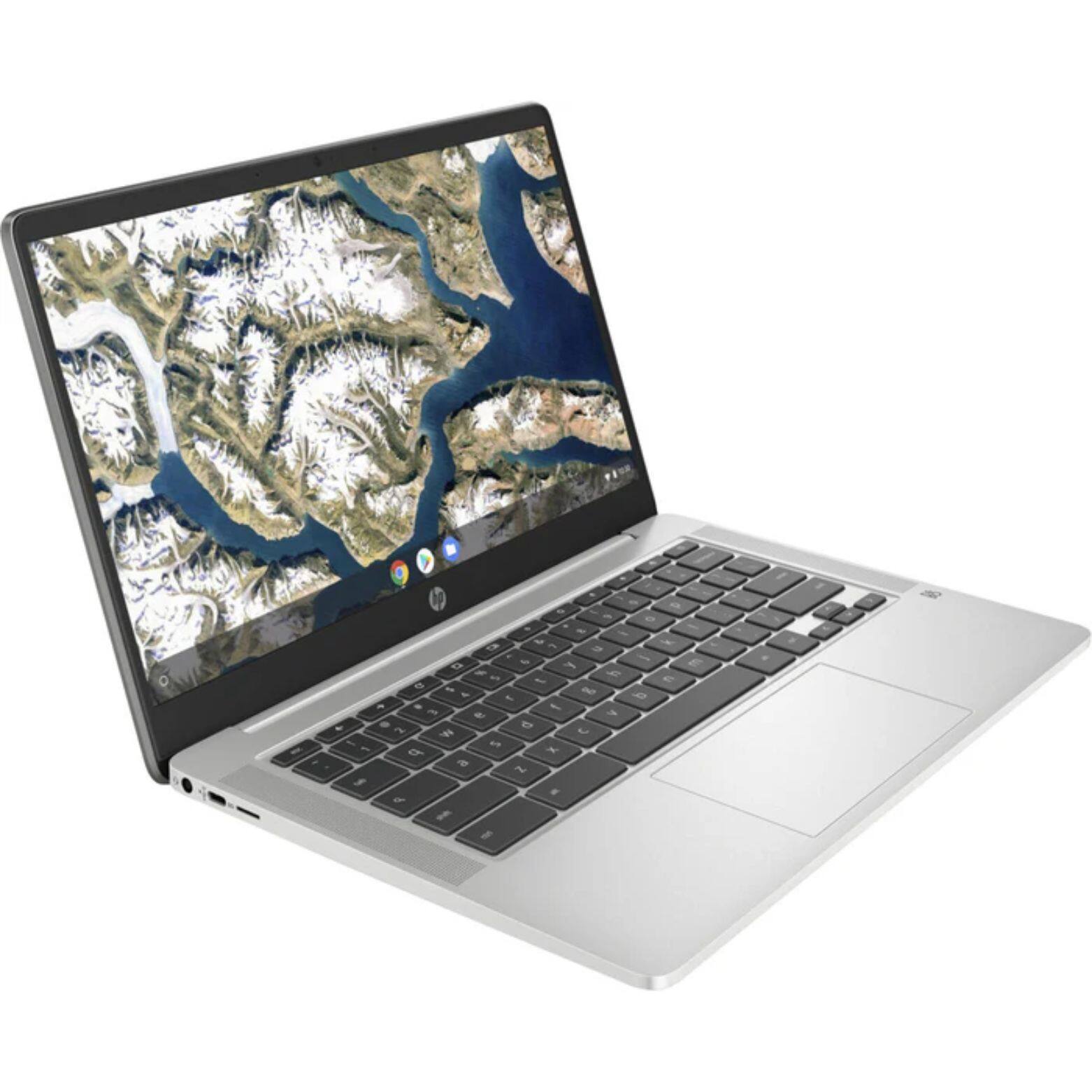 Alt View 2. HP - 14a-NA1093cl 14" FHD Intel Celeron N4500 1.1 GHz up to 2.8 GHz 8 GB 128 GB eMMC Intel UHD Graphics Chrome OS Chromebook - Mineral Silver.