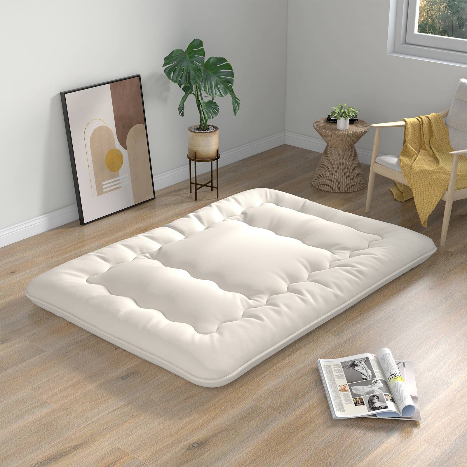 Alt View 8. Costway - Costway Full Futon Mattress Japanese Floor Sleeping Pad Washable Cover Carry Bag - Beige.