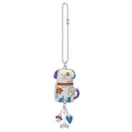 Ganz - Multi Color Dog Car Charm 7.5 inches with Chain - Silver