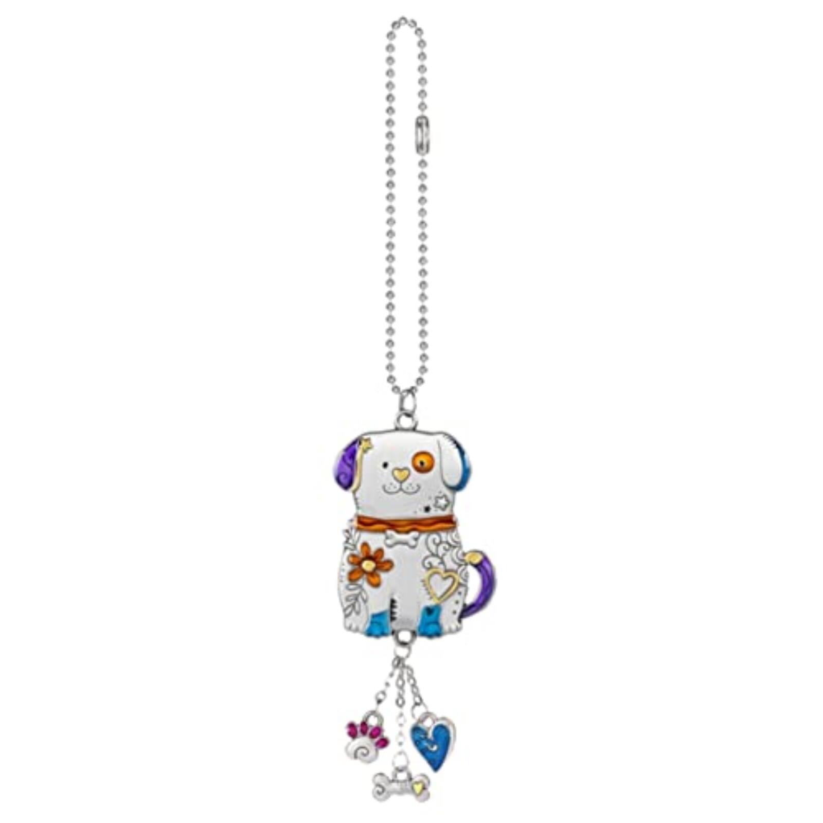 Front. Ganz - Ganz Multi Color Dog Car Charm 7.5 inches with Silver Chain - Silver.