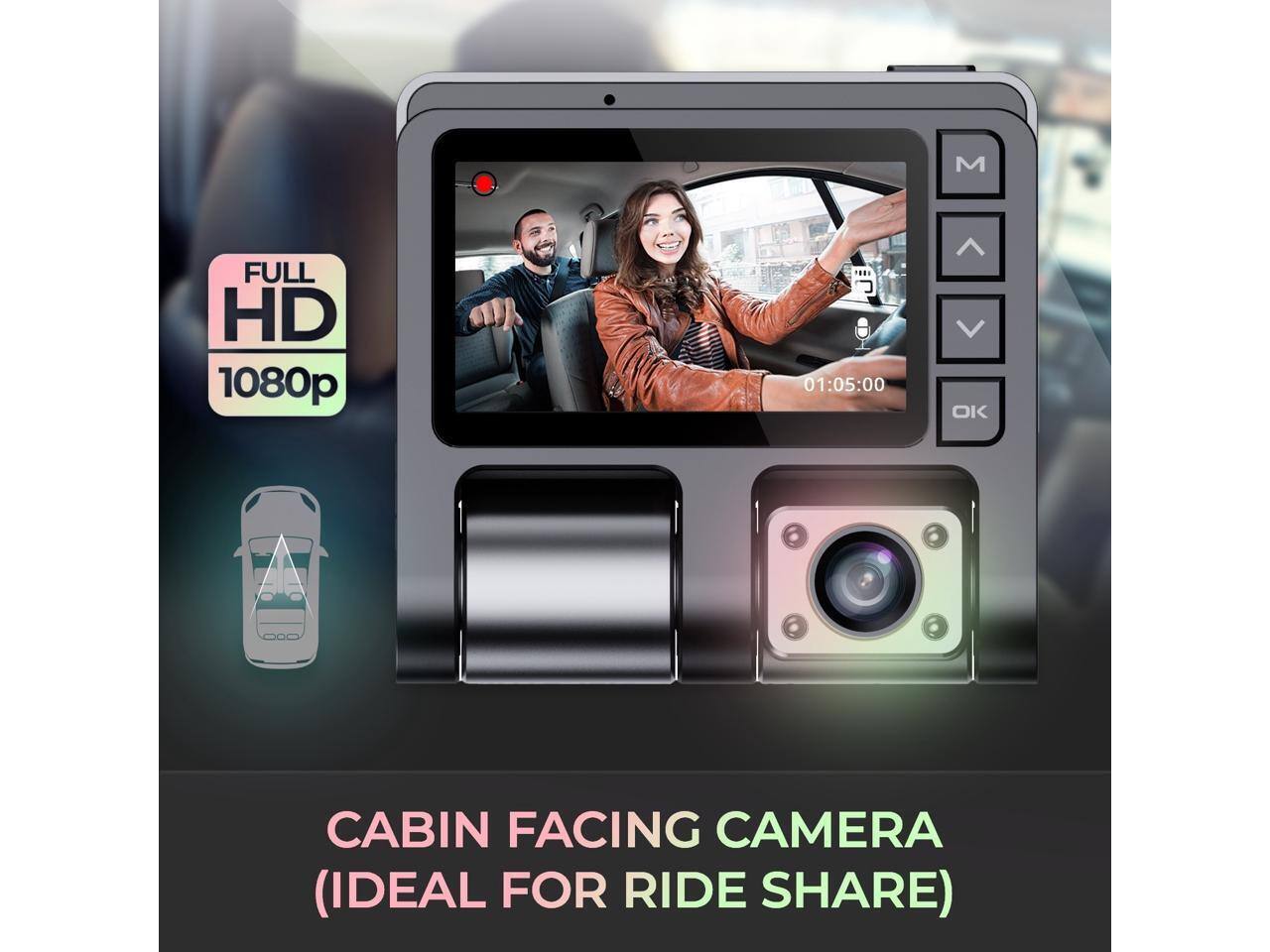 M FULL HD 1080p  
01:05:00 OK  
CABIN FACING CAMERA (IDEAL FOR RIDE SHARE)