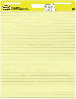 Post-it - Super Sticky Easel Pad, 25" x 30", Lined, 30 Sheets/Pad, 2 Pads/Carton - Yellow
