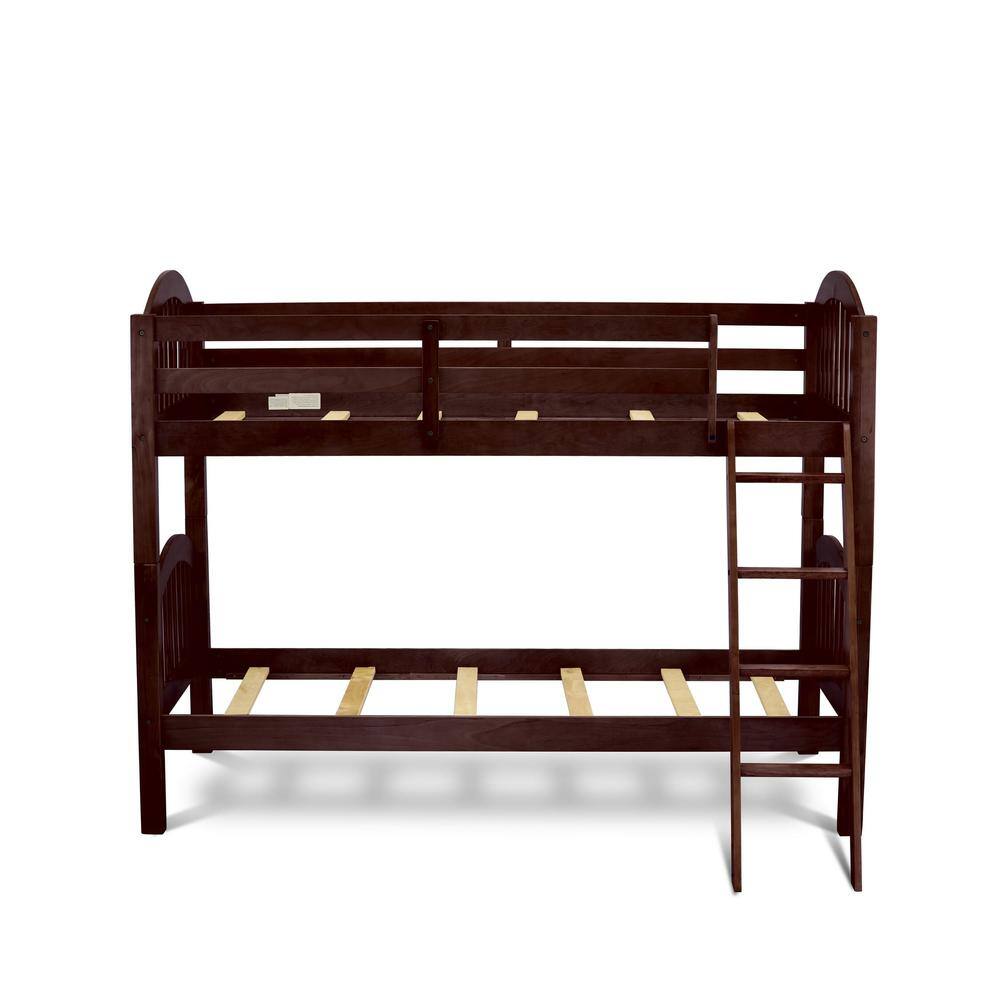 Left. East West Furniture - Verona Twin Bunk Bed in Java Finish - Java.