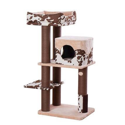 Front. PetPals - 50-in Cowboy Western Style Cat Tree - Brown.