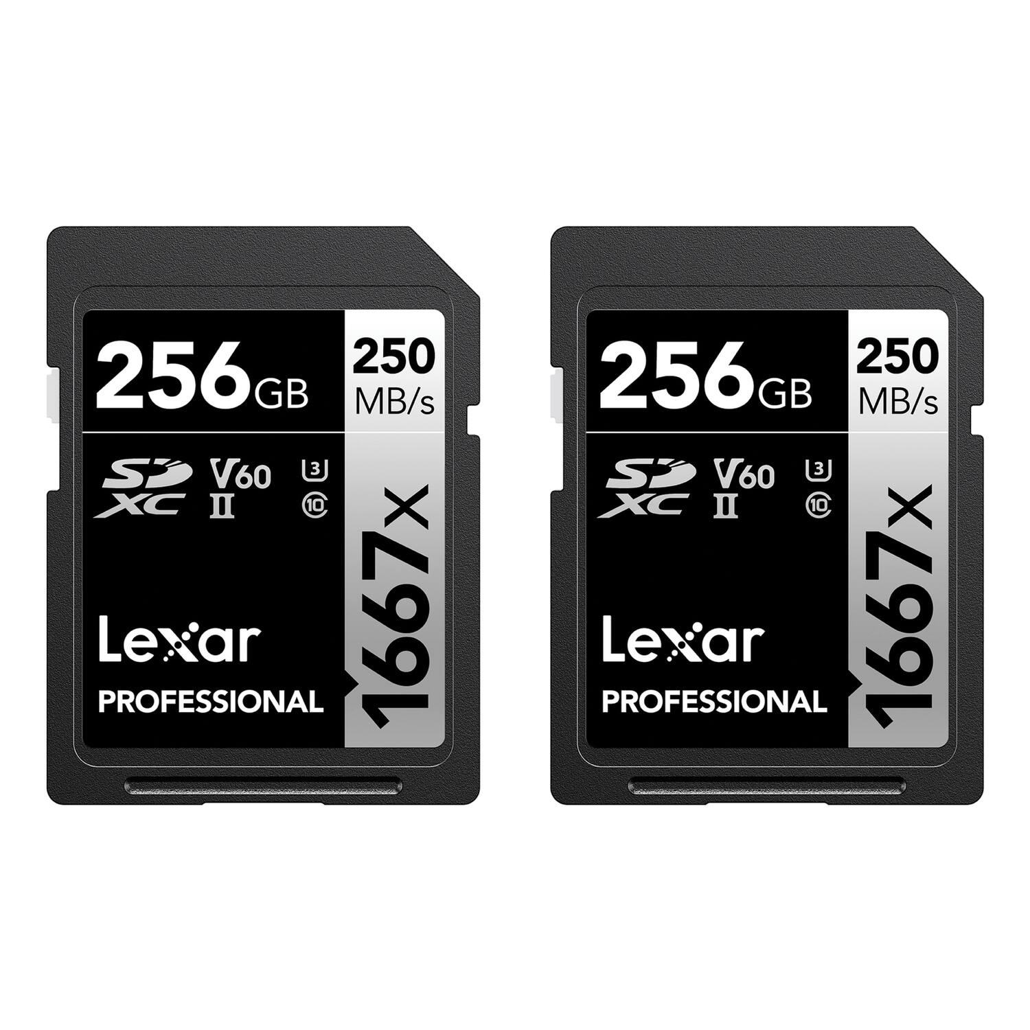 Lexar 1667x 256GB (2 Pack) SDXC UHS II, 250MB/s Read, Pro Photo
