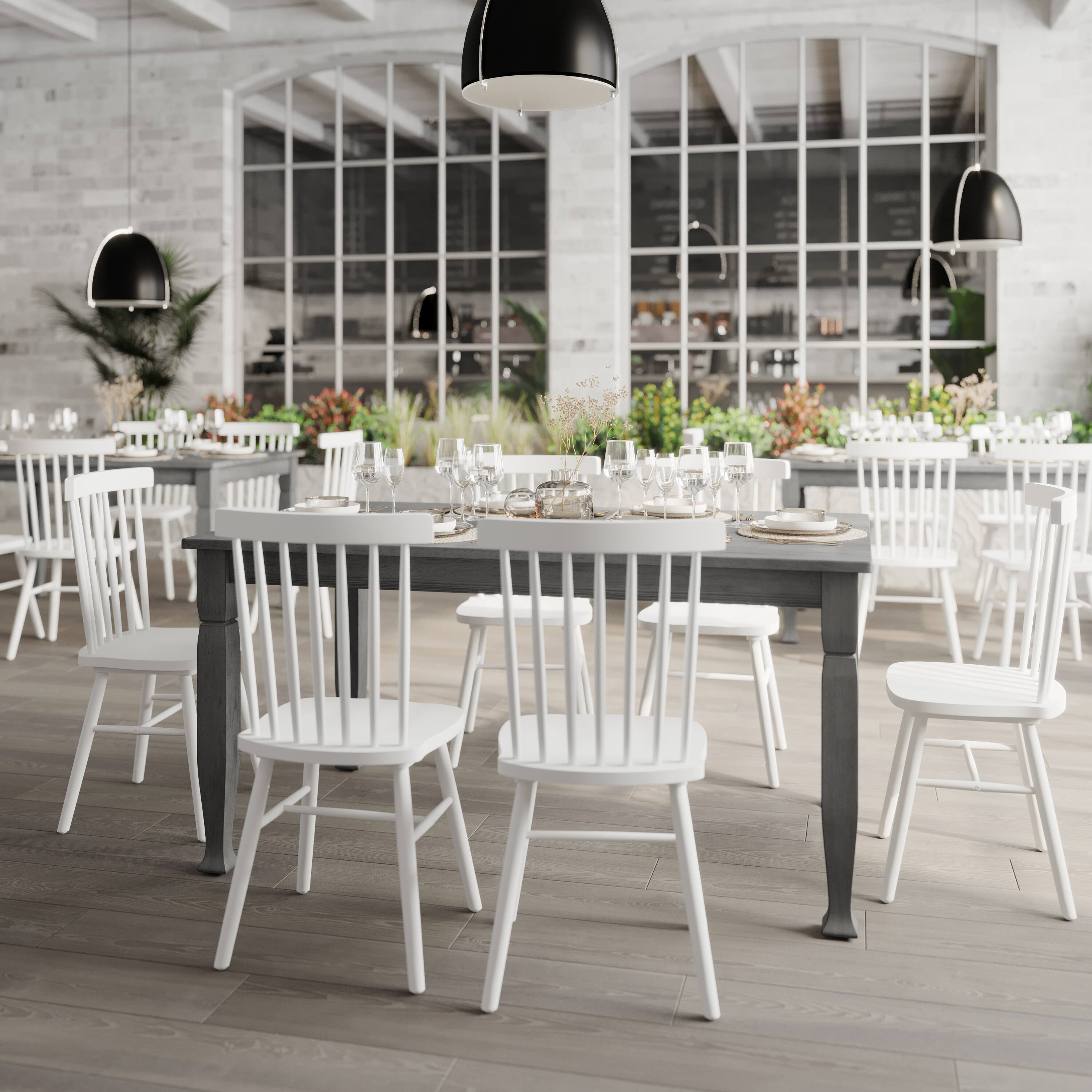 Alt View 2. Flash Furniture - Grace 60" Solid Wood Dining Table with Turned Wooden Legs, Commercial Grade Heavy Duty Rectangle Wood Table for 6, Antiq - Gray.