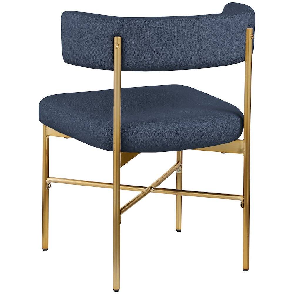 Alt View 4. Meridian Furniture - Rivage Deep Navy Durable Linen Textured Fabric Dining Chair, Set of 2 - Blue.