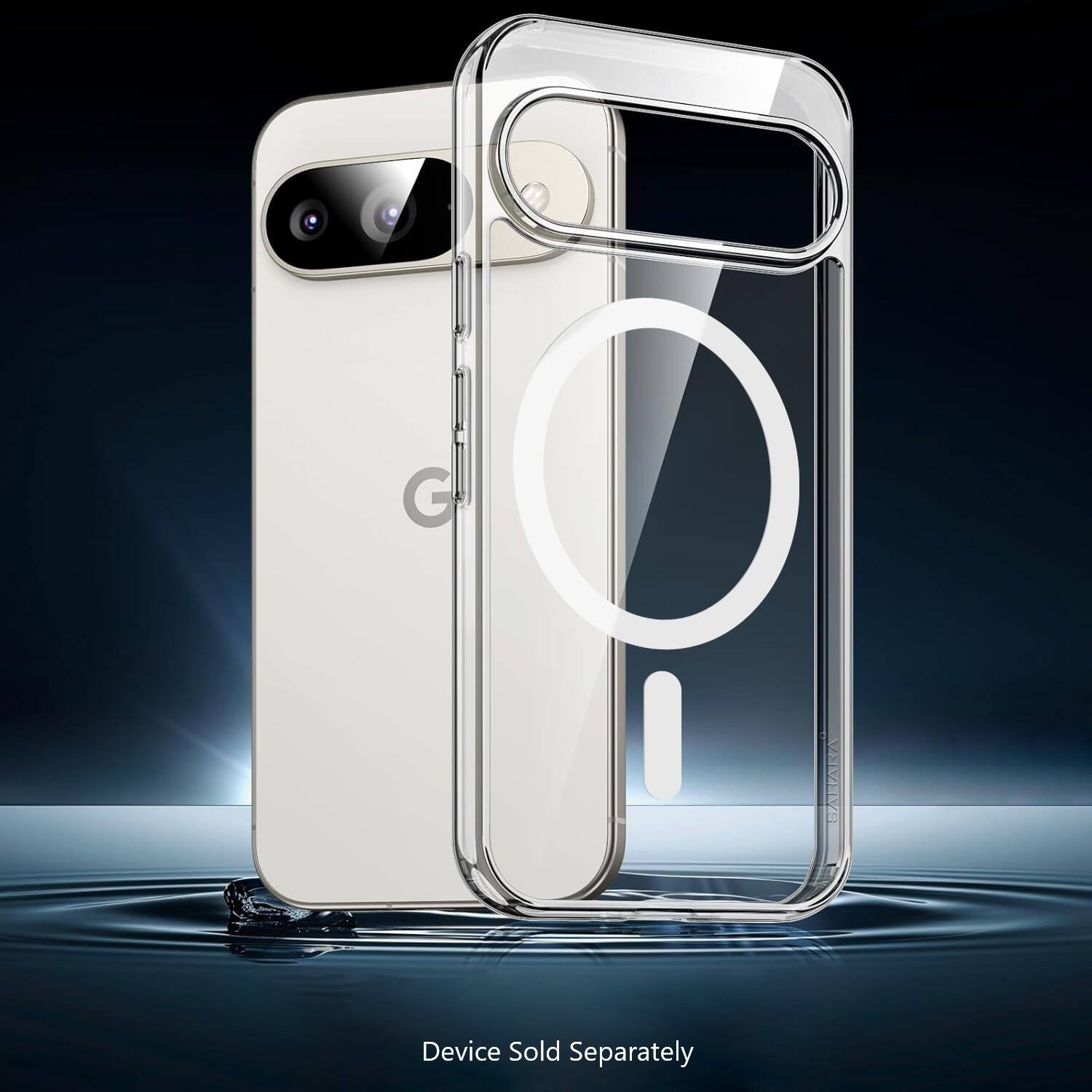 The image features a white cell phone case with a clear back, which is designed to protect the device. The case is made by the company G P Alzra, and it is available for purchase separately.