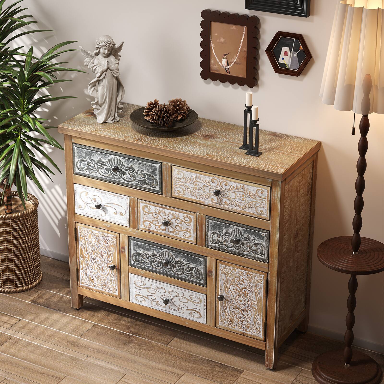 Alt View 3. Forest'nSky - Colorful Wood 7 drawer 39.37 in. Wide Chest of Drawers with 2 Doors for Living Room - Colorful.