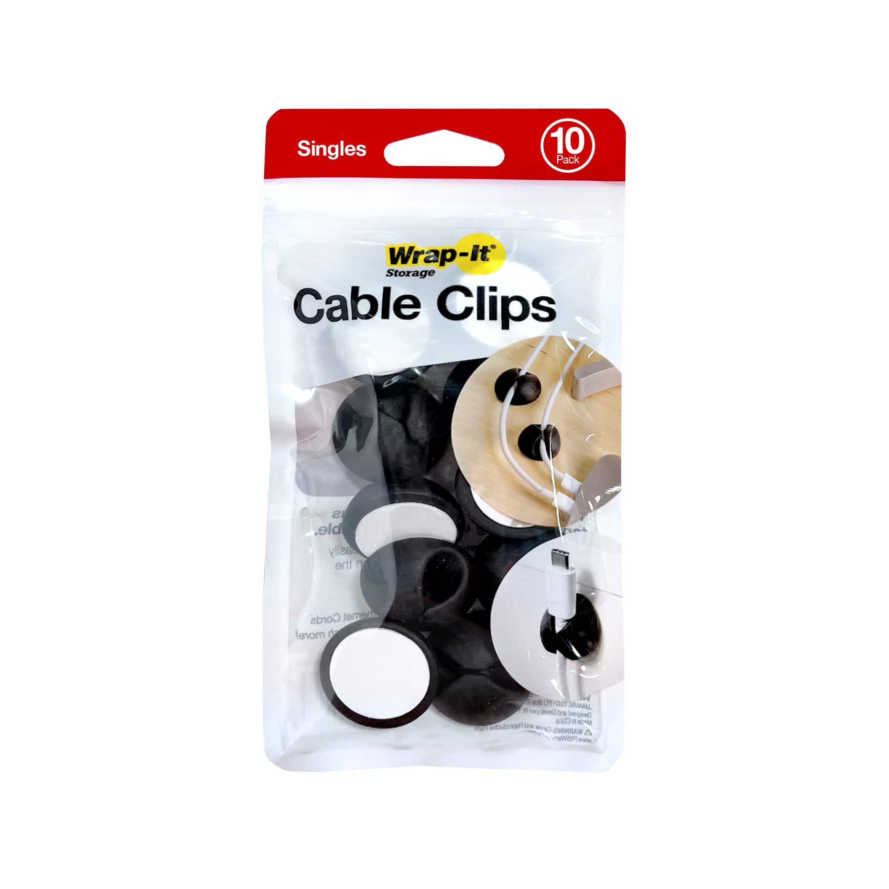 Wrap-It Storage - Cable Clips - Black - Angle_Zoom